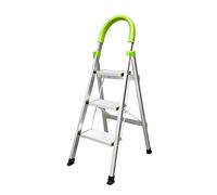StepIt Premium Aluminium 3 Step Ladder - Deluxe Lightweight Folding Stepstool for Kitchen & Home | Anti-Slip Safety Treads with Soft Grip Handle | Compact Storage Design, 150kg Load Capacity