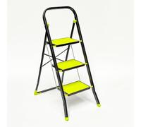 StepIt Small Step Ladder, 3 Step Ladder Folding Steel Frame for Home Use