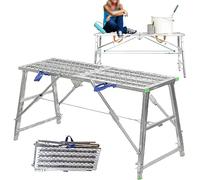 Stepladders Scaffolding platform Multipurpose Folding Scaffolding Work Platform Scaffold Tower Ladder Stool Bench Adjustable Height, 880 Lbs Max Load,Galvanized Steel Welding,180cm