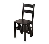 Stepladders Wood Folding Step Stool for Adults Kids Kitchen Large Ladders Multifunction Stepladder/Stairway Chair with 4 Steps for Home Library Folding Steps (Color : BLACK)