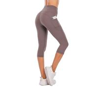 Steppe Naked Feeling High Waisted Capri Yoga Pants for Women, Workout Leggings with Pockets, Tummy Control, Butter Soft, Compression Running Capris for Sports, Gym, XL