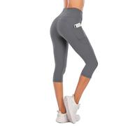 Steppe Naked Feeling High Waisted Yoga Pants Women's Workout Capris Leggings with Pockets, Pocketed Dark Grey, M