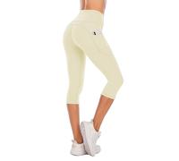 Steppe Naked Feeling High Waisted Yoga Pants Women's Workout Capris Leggings with Pockets Tummy Control Buttery Soft Running Compression Capris for Athletic Gym Exercise Fitness Cloud White XXL