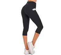 Steppe Naked Feeling High Waisted Yoga Pants Women's Workout Capris Leggings with Pockets Tummy Control Buttery Soft Running Compression Capris for Athletic Gym Exercise Fitness Black-S