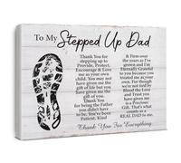 Stepped Dad Sentimental Gift Canvas Wall Art to My Stepped Up Dad Quote Canvas Prints Framed Paintings Artwork Ready to Hang Home Office Wall Decor 15x11.5 Inches