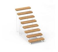 Stepped Desktop Display Rack Space-Saving Wooden Finish Shelf Rack with Acrylic Supports Elegant Freestanding Tiered Organizer for Collectors, 8 Tier