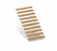 Stepped Desktop Display Rack Space-Saving Wooden Finish Shelf Rack with Acrylic Supports Elegant Freestanding Tiered Organizer for Collectors, 10 Tier