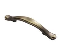 Stepped Edge Cupboard Bow Pull Handle 76mm Fixing Centres Burnished Brass