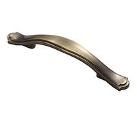 Stepped Edge Cupboard Bow Pull Handle - 76mm Fixing Centres - Burnished Brass | Traditional Cabinet Pull Handle - Wardrobe Cupboard Door Handle - Suitable for Lightweight Internal Doors