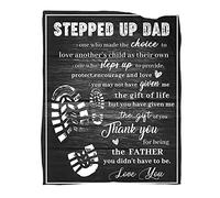 Stepped Up Dad Blanket to My Bonus Dad Father Daddy Throws Gifts for Fathers Day Birthday 50x60 in