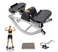 Stepper Exercise Machine for Home Portable Compact Leg Glutes Abs Core Exerciser The Rock Side to Side Stepper Machine with Resistance Bands(Gray)