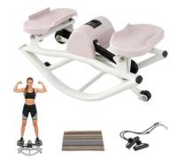 Stepper Exercise Machine for Home Portable Compact Leg Glutes Abs Core Exerciser The Rock Side to Side Stepper Machine with Resistance Bands(Pink)