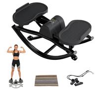 Stepper Exercise Machine for Home Portable Compact Leg Glutes Abs Core Exerciser The Rock Side to Side Stepper Machine with Resistance Bands(Black)