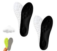 Steppers Insoles for Men and Women, 4D Cloud Massage Shoe Insoles, Breathable Memory Foam Insoles with Arch Support (2 Pieces, Black, 37-38)