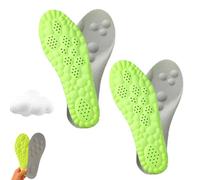 Steppers Insoles for Men and Women, 4D Cloud Massage Shoe Insoles, Breathable Memory Foam Insoles with Arch Support (2 Pieces, Green, 45-46)