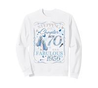 Stepping Into 70 Fabulous Since 1956 70th Birthday Women Sweatshirt, Adult Unisex, White, Medium