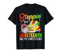 Stepping Into Juneteenth Afro Woman Black Girls Sneakers Men T-Shirt