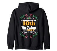 Stepping into my 10th Birthday Religious Bday Party Theme Zip Hoodie