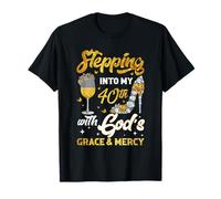 Stepping Into My 40th Birthday Like A Queen Gold Wine Glass T-Shirt