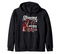 Stepping Into My 41st Birthday Like A Queen High Heels Girl Zip Hoodie