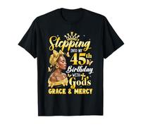Stepping Into My 45Th Birthday Afro Woman Religious Birthday T-Shirt
