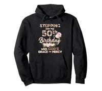 Stepping Into My 50th Birthday Floral 50 Year Old Gift Women Pullover Hoodie