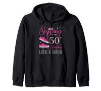 Stepping Into My 50th Birthday Like a Boss 50 Years Old Zip Hoodie