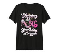 Stepping Into My 50th Birthday Like A Queen Funny Gift Women Premium T-Shirt