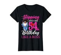 Stepping Into My 54th Birthday Like A Boss Afro Black T-Shirt