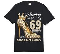 Stepping Into My 69th Birthday with God's Grace & Mercy Comfort Colors Adult Heavyweight T-Shirt