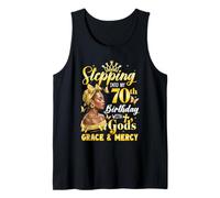 Stepping Into My 70Th Birthday Afro Woman Religious Birthday Tank Top