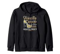 Stepping into My August Birthday With God's Grace And Mercy Zip Hoodie