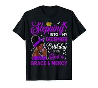 Stepping Into My December Birthday Black Afro Woman Praying T-Shirt