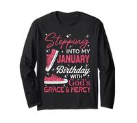 Stepping into My January Birthday with God's Grace & Mercy Long Sleeve T-Shirt
