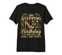 Stepping Into My July Birthday with Gods Grace Premium T-Shirt