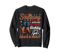 Stepping Into My October Birthday Afro Woman Leopard Heels Sweatshirt