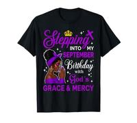 Stepping Into My September Birthday Black Afro Woman Praying T-Shirt