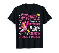 Stepping Into My September Birthday Queen Woman Girl Sneaker T-Shirt
