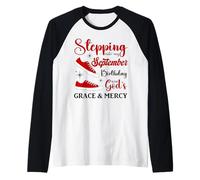 Stepping into My September Birthday Women Girls Ladies Funny Raglan Baseball Tee