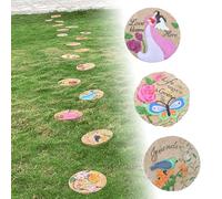 Stepping Stone， 3 Pcs Garden Stepping Stone, Diameter 26cm Decorative Stone for Lawns/Flower Beds/Backyards