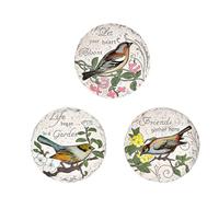 Stepping Stone, 3pcs Dimensional Round Walkway Path Stones with Butterflies, Animals or Birds Print, Fun Cute Yard Lawn Step Stone(Birds,26 cm)