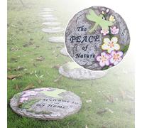 Stepping Stone， All-Weather Outdoor Patio Décor Pavers, Multicolored Landscaping Decorative Stone for Courtyard/Path(Dragonfly)