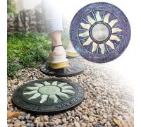 Stepping Stone， European Vintage Sun Pattern Landscaping Décor for Pathway/Backyard/Courtyard, Interior Decorative Ornament(Style1,3PCS)