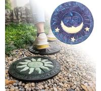 Stepping Stone， European Vintage Sun Pattern Landscaping Décor for Pathway/Backyard/Courtyard, Interior Decorative Ornament(Style5,2PCS)