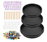 Stepping Stone Kit Includes 3 Size Cement Molds, Mosaic Tiles and Carving Tools, DIY Craft Handmade Stepping Stone Kit for Kids, Family, Garden Outdoor Decor (Mix)