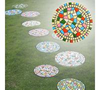 Stepping Stone， Multicolored Round Walkway Landscaping Decorative Stones, Eco-Friendly Resinous Outdoor Pathways Décor Pavers(Beige,1PC)