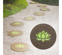 Stepping Stone， Pathway Landscaping Pavers with Lotus Pattern, Oriental Style Dimensional Pond Areas/Lawn/Courtyard Decor(Style2)