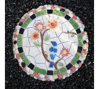Stepping Stone， Round Dimensional Pattern Walkway Step Stones Φ 13", Multicolored Decorative Stone for Pathways/Lawns/Pond Areas(Bird,1PC)