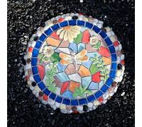 Stepping Stone， Round Dimensional Pattern Walkway Step Stones Φ 13", Multicolored Decorative Stone for Pathways/Lawns/Pond Areas(Dragonfly,2PCS)