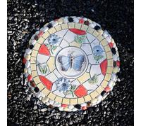 Stepping Stone， Round Dimensional Pattern Walkway Step Stones Φ 13", Multicolored Decorative Stone for Pathways/Lawns/Pond Areas(Butterfly,1PC)
